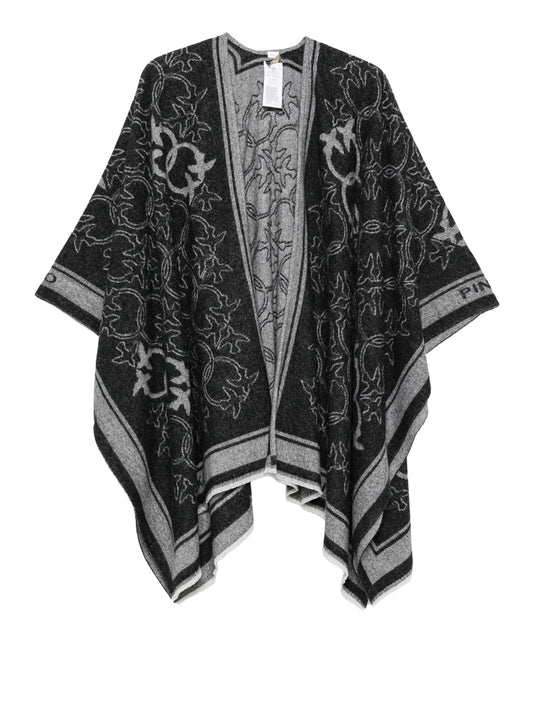 PINKO Pinko Poncho Croazia Cappa Jacquard Logo Nero Nero/grigio