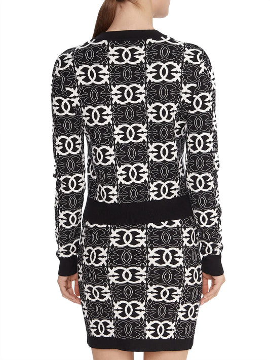 PINKO Maglia Pinko Gypsies Cropped Jacquard Beige Nero Bianco Nero/bianco