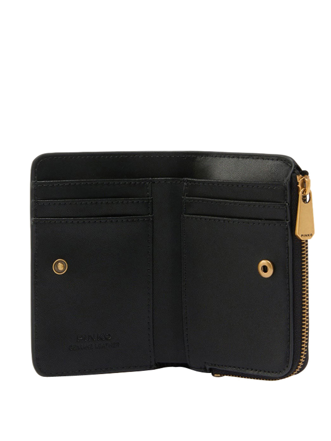 Pinko Portafoglio Mini In Pelle Con Logo Love Birds Pinko - Nero/Oro Nero-Antique Gold