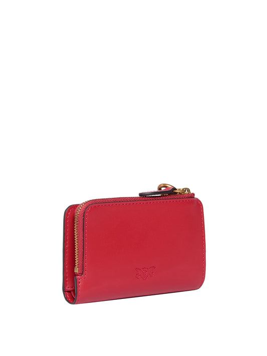 PINKO Mini portafoglio in pelle con nappina Pinko - Rosso Rosso -Antique Gold