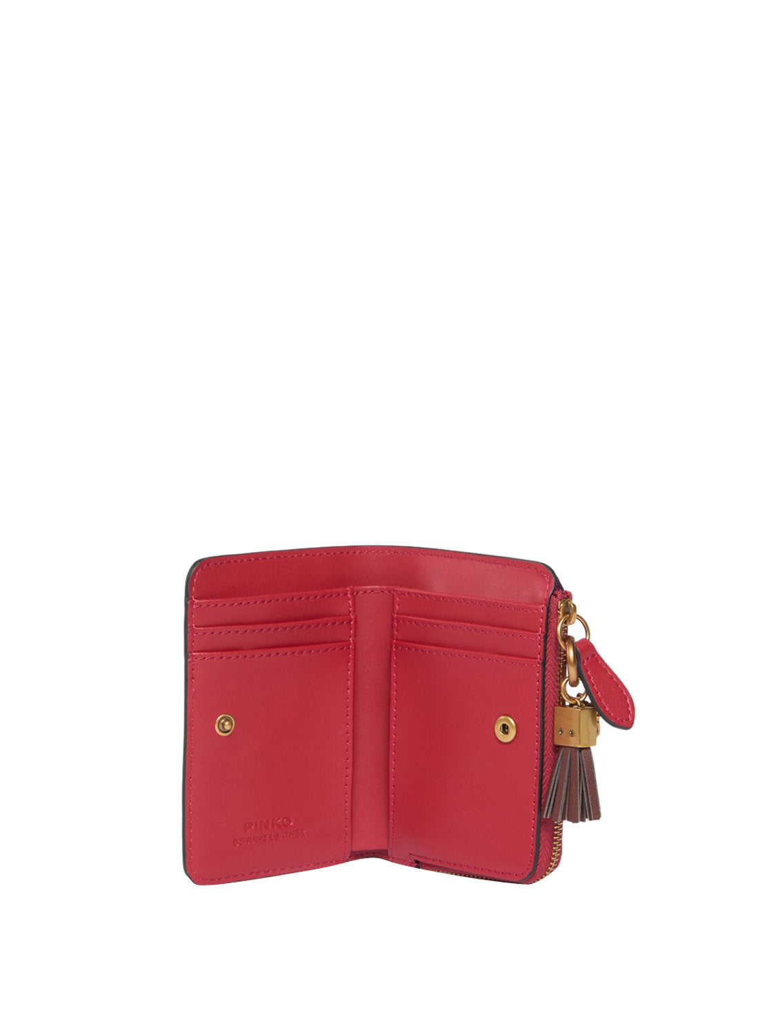 PINKO Mini portafoglio in pelle con nappina Pinko - Rosso Rosso -Antique Gold