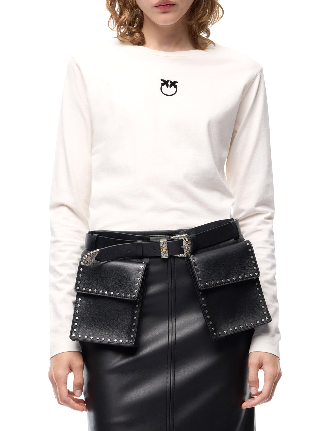 PINKO Toblino Pinko T-Shirt Jersey Logo Beige Beige Betulla