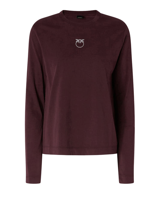 PINKO T-Shirt Pinko Toblino Jersey Logo Bordeaux Bordeaux Scuro