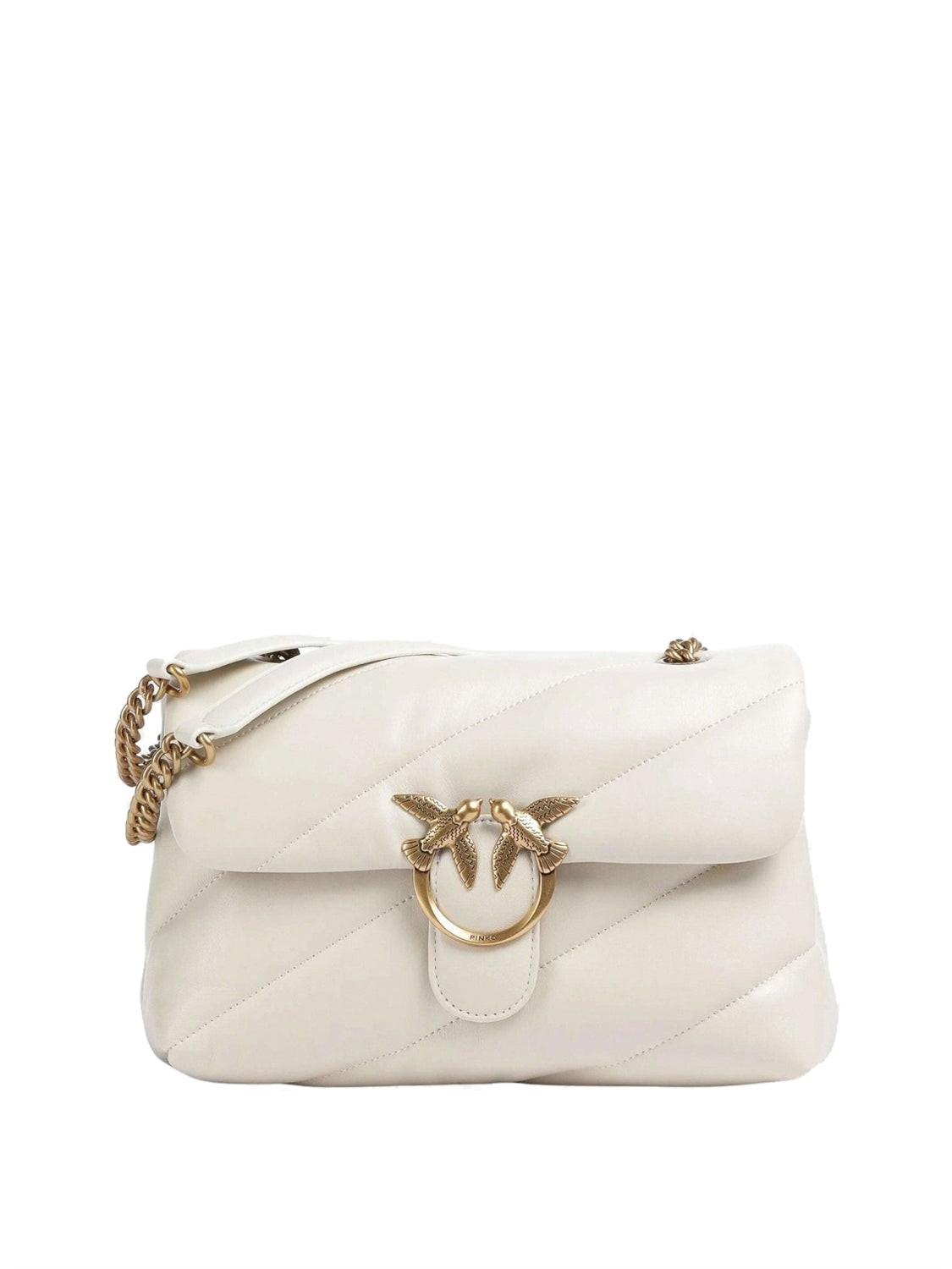 PINKO Pinko Borsa A Tracolla Love Puff Mini Small B. Sheep Bianco Bianco Seta-Antique Gold