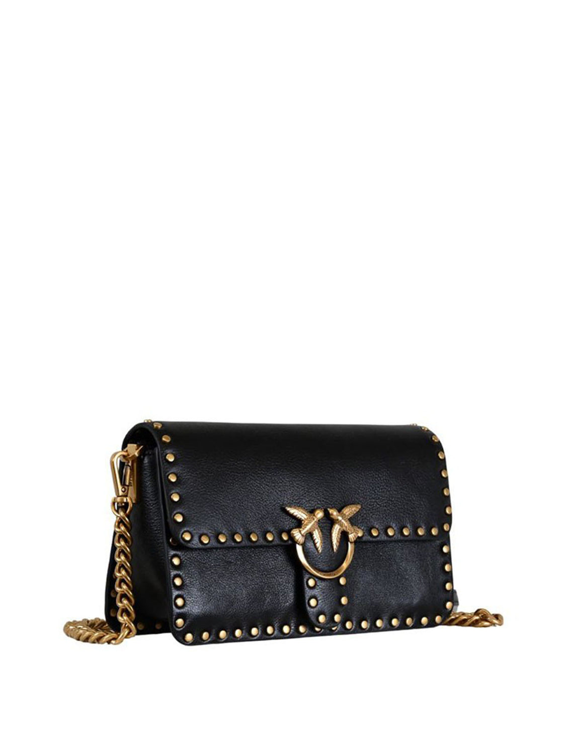 PINKO Borsa a Tracolla Love One Slouchy Mn. Studs Small Pinko - Nero Nero/oro