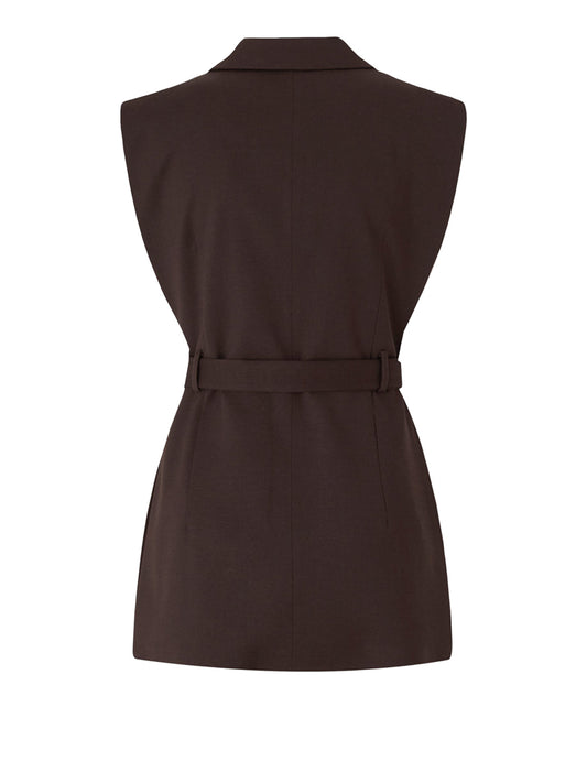 PINKO 2 USCITA Pinko Gilet Nuraqus Gilet Diagonale Misto - Marrone Marrone