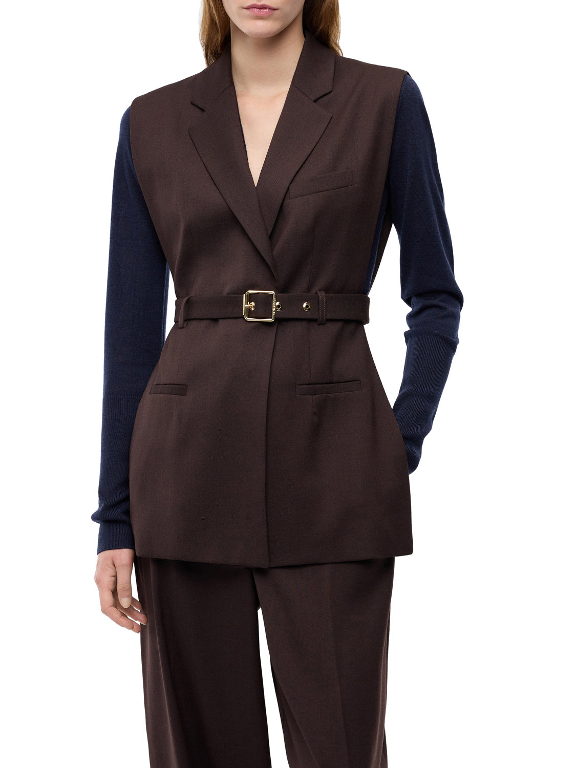 PINKO 2 USCITA Pinko Gilet Nuraqus Gilet Diagonale Misto - Marrone Marrone