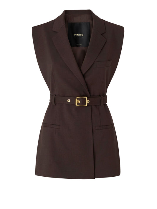 PINKO 2 USCITA Pinko Gilet Nuraqus Gilet Diagonale Misto - Marrone Marrone