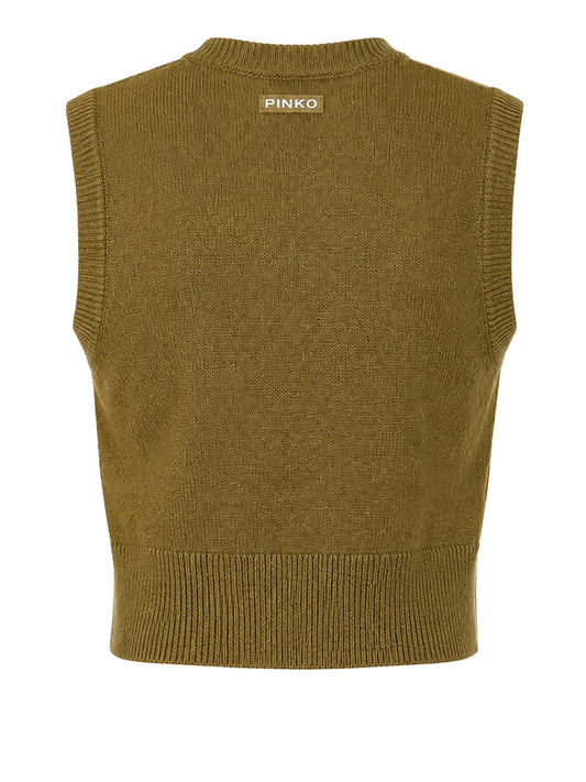 PINKO 2 USCITA Pinko Belato Gilet Blend Wool Con De Verde Verde-Lucertola