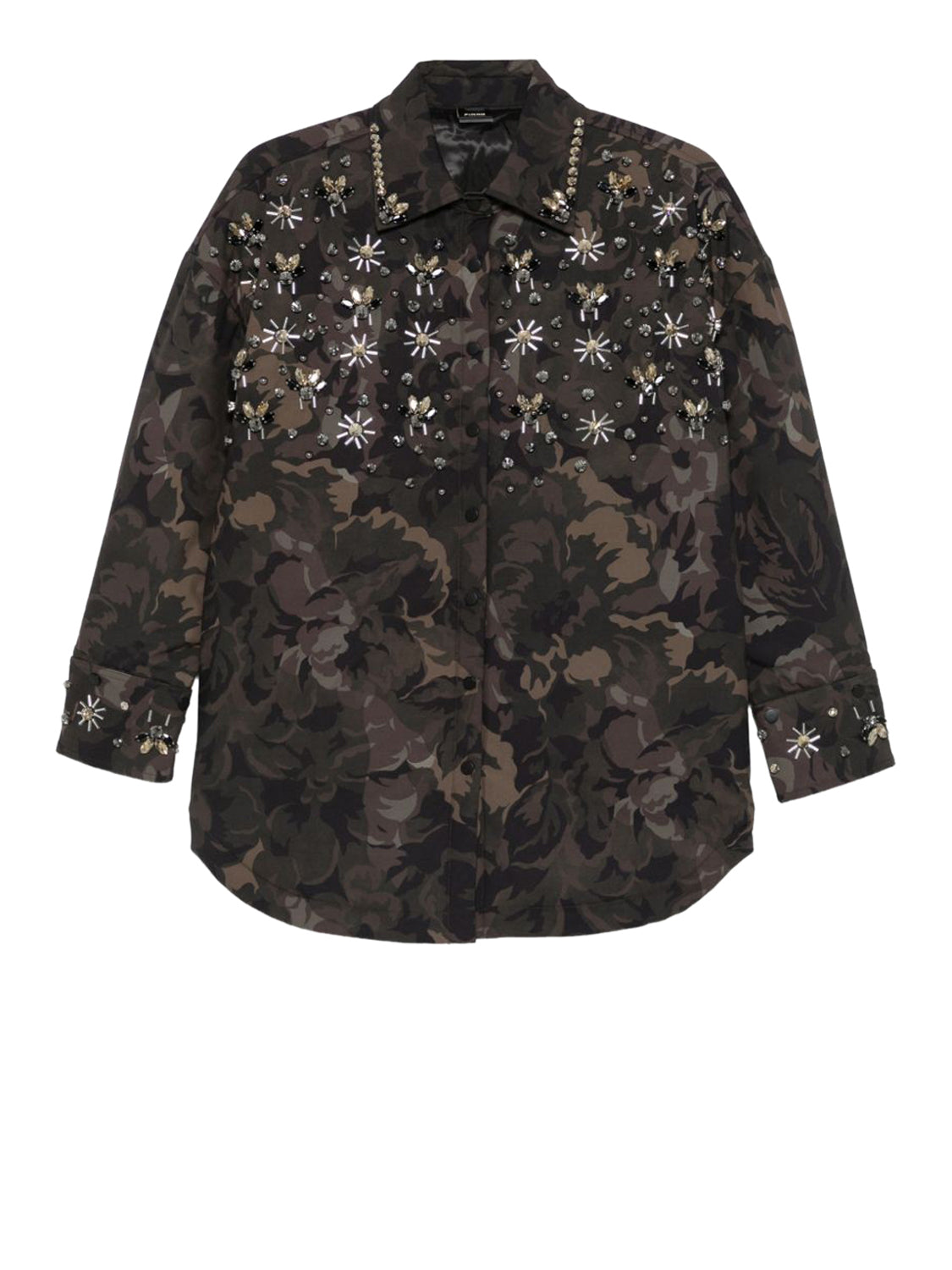 PINKO 2 USCITA Pinko Camicia Barengo Overshirt Tela Tecnica Verde Mult.Verde/Nero