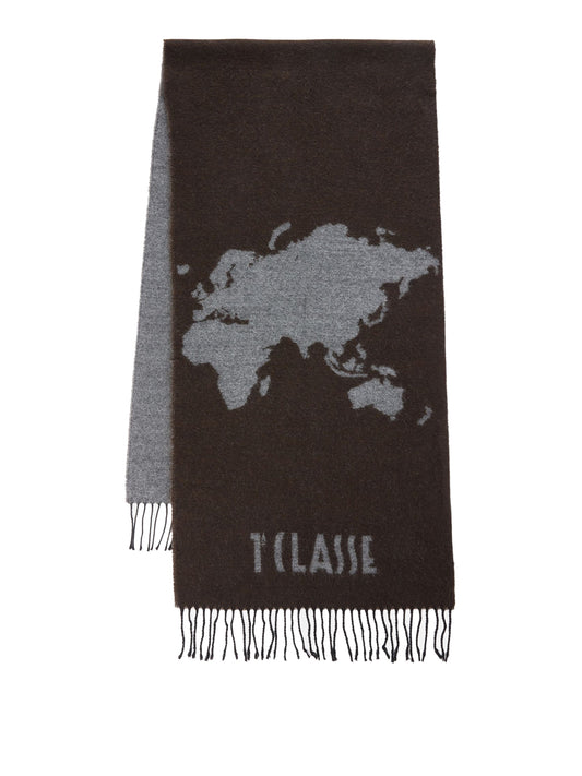 PRIMA CLASSE SETA Prima Classe Sciarpa Geo Pieno in misto lana e cotone 40x170 Ebano Ebano