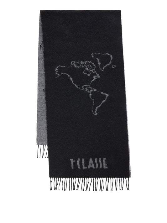 PRIMA CLASSE SETA Prima Classe Sciarpa Geo Filetto in misto lana e cotone 40x170 Caviale Caviale