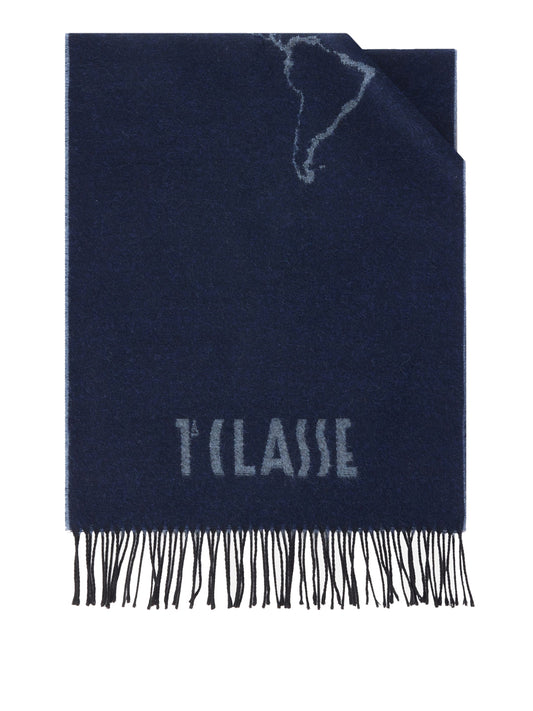PRIMA CLASSE SETA Prima Classe Sciarpa Geo Filetto in misto lana e cotone 40x170 Avio Avio