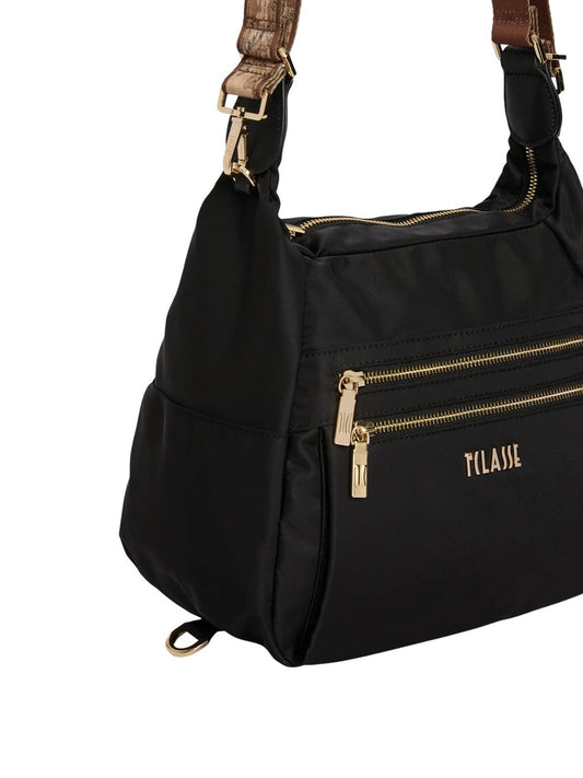 PRIMA CLASSE STAGIONE Prima Classe Borsa a tracolla a tripla portabilità in nylon riciclato Whisper - Nero Nero