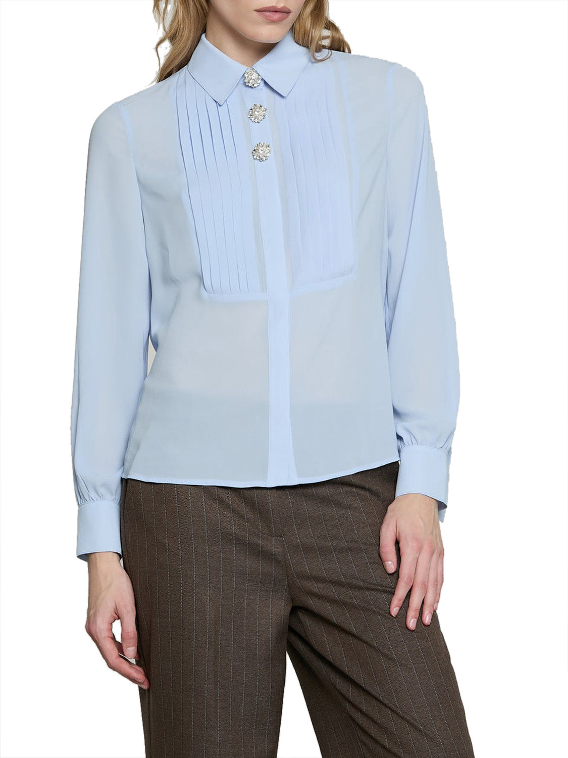 RELISH Camicia Barela Manica Lunga Con Plissé Blue Kentucky Blue
