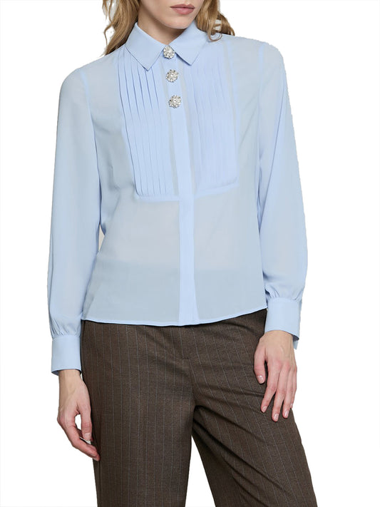RELISH Camicia Barela Manica Lunga Con Plissé Blue Kentucky Blue