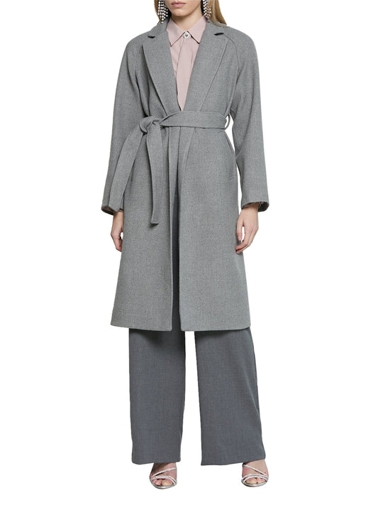 RELISH Relish Cappotto Clemia Lungo Manica Lunga Raglan Grigio Grigio Melange Chiaro