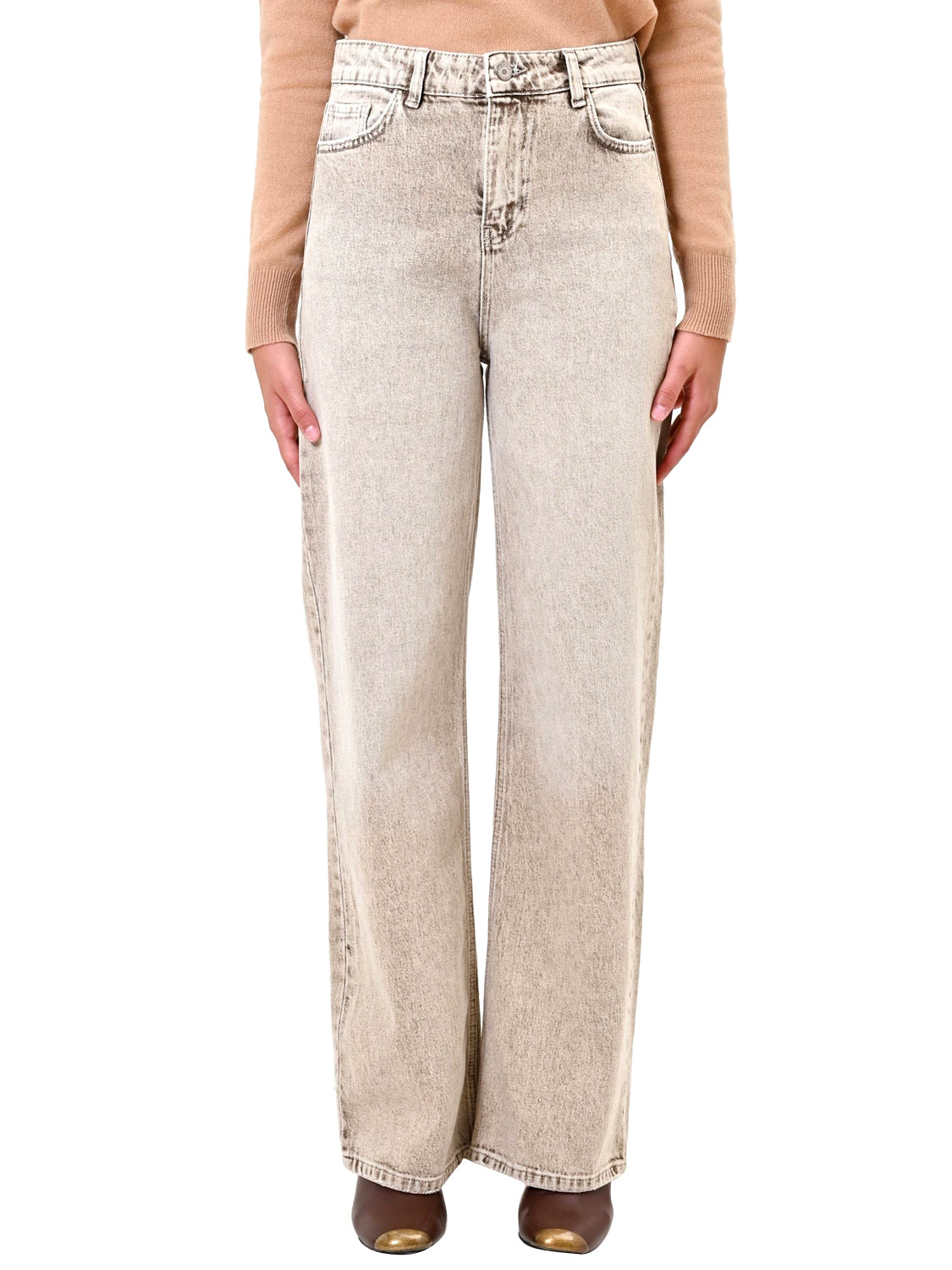RINASCIMENTO Rinascimento Jeans Ampi A Vita Alta Tortora Beige Tortora Beige