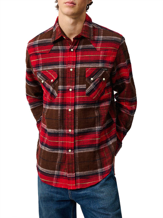 ROY ROGERS Camicia Western Roy Rogers Rosso Nero BROWN/RED