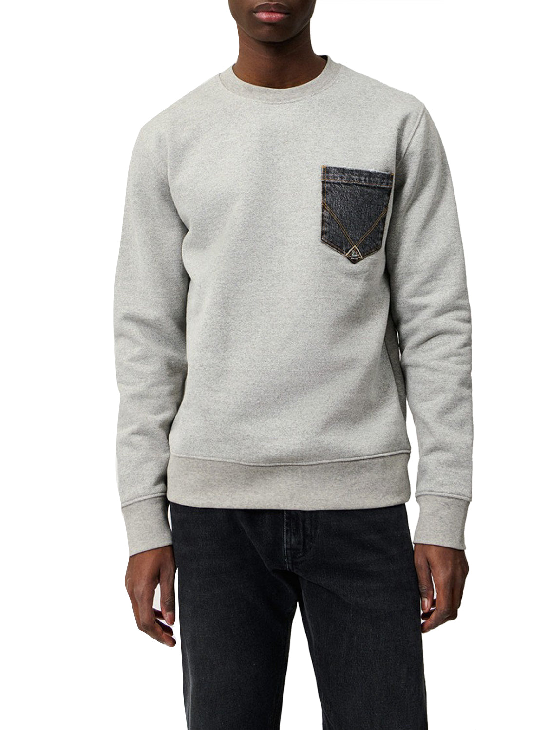 ROY ROGERS Felpa Roy Rogers Crew Pocket Grigio Grey Mel.