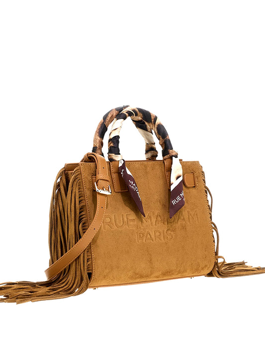 RUE MADAM Borsa A Mano Rue Madam Canyon Mini Tote Fringe Marrone Suede Cognac