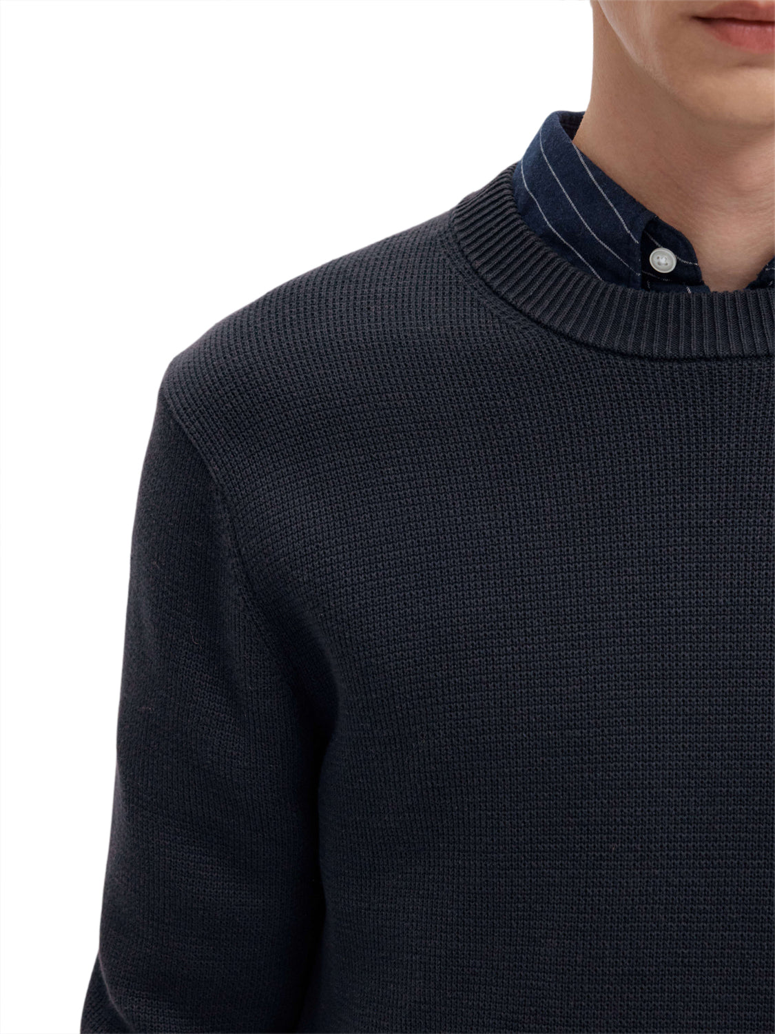 SELECTED Maglione Selected Slmdane Ls Knit Structure Crew Neck Noos Blu BLUE