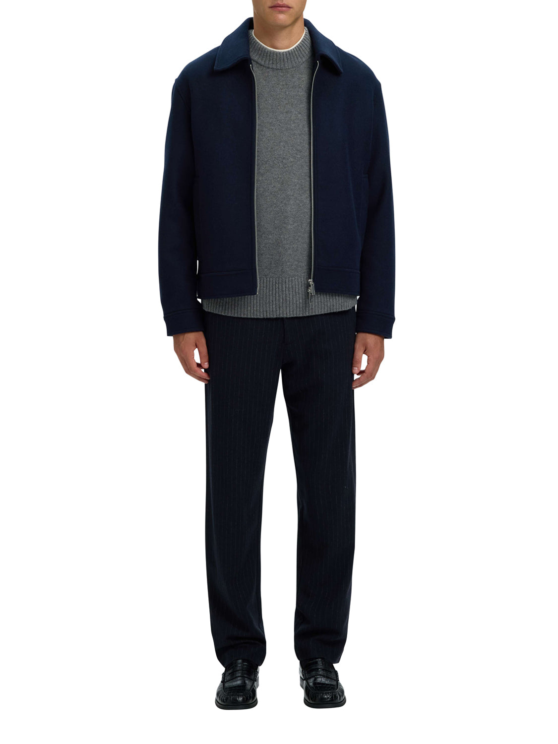 SELECTED Giubbotto Selected Miscela Di Lana Navy BLUE
