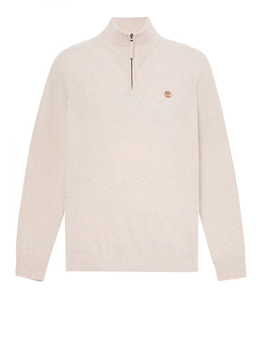 TIMBERLAND Maglione Timberland con Zip a un Quarto in Lana Merino Cohas Brook Beige Light Beige