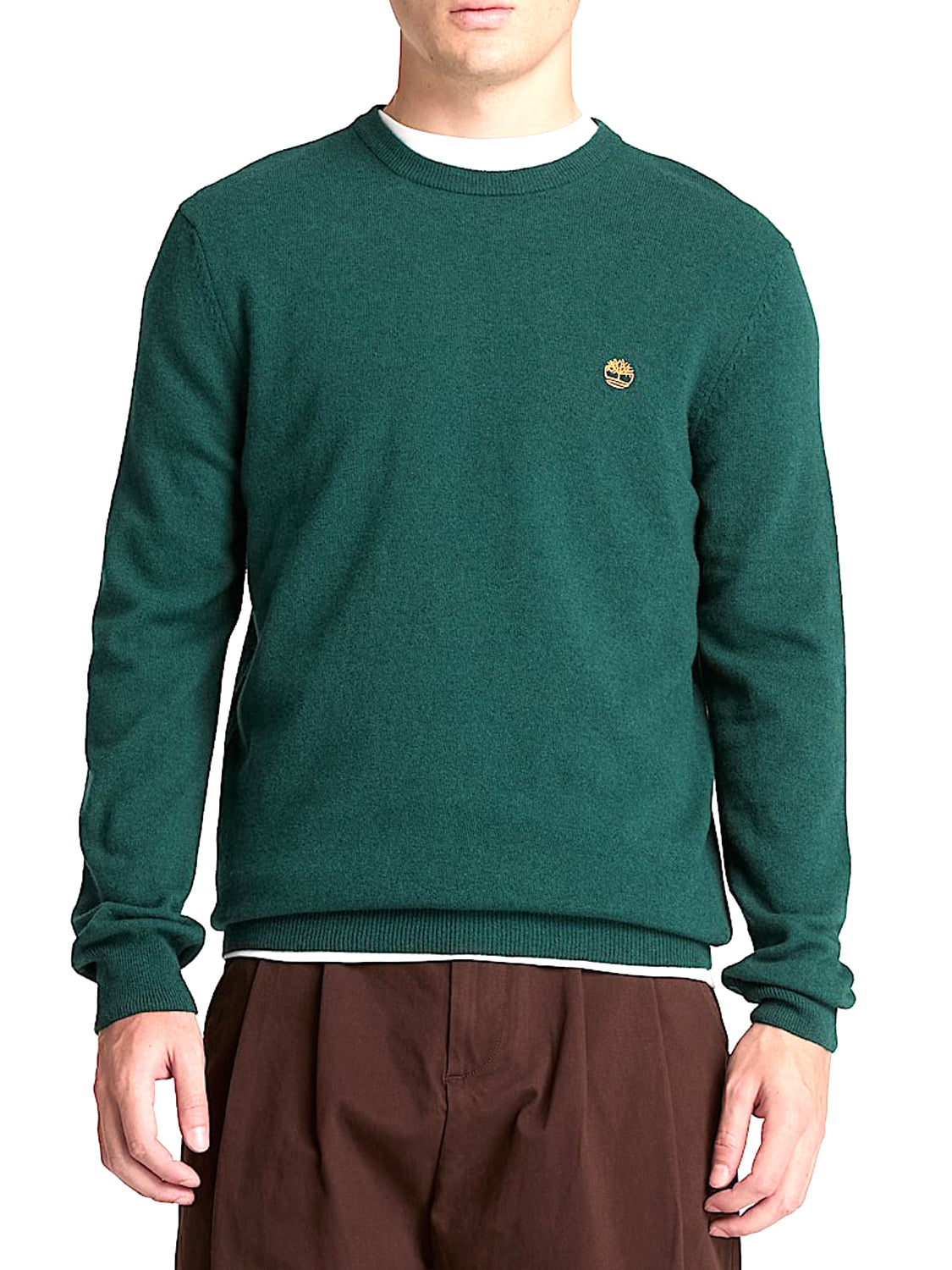 TIMBERLAND Maglione Girocollo Timberland in Lana Merino Cohas Brook Verde Scuro Light Green