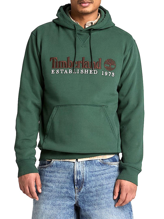 TIMBERLAND Felpa Timberland con Logo Established 1973 Ricamato Verde Scuro Dark green