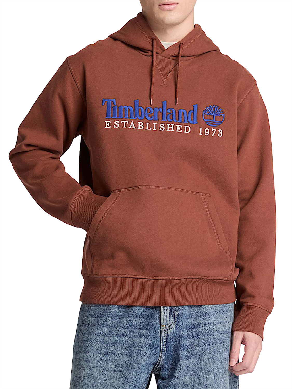 TIMBERLAND Felpa Timberland con Logo Established 1973 Ricamato Brown Medium Brown