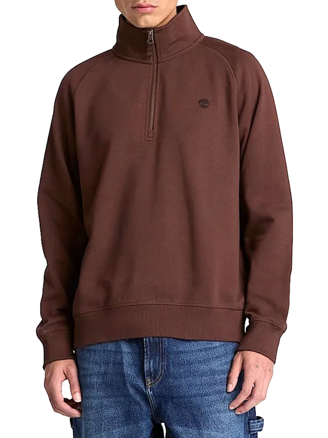 TIMBERLAND Felpa Tree Embroidered Logo 1/4 Zip Lb Timberland - Marrone Scuro Dark Brown