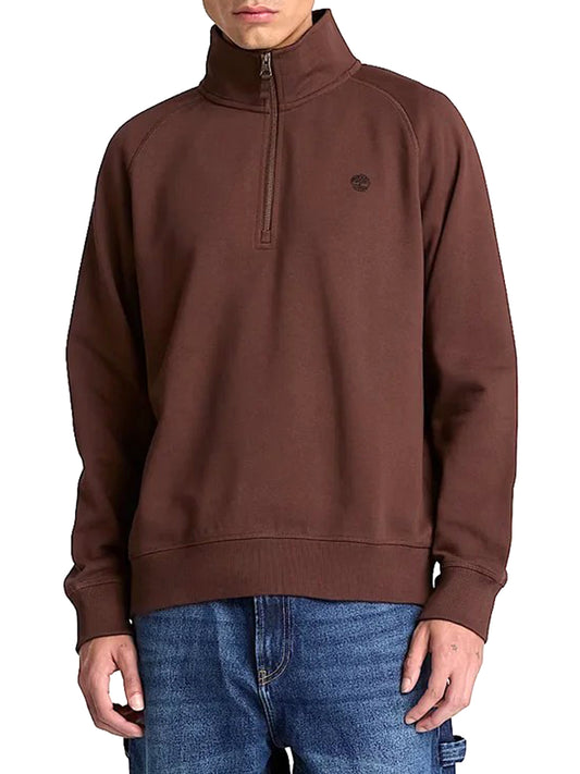 TIMBERLAND Felpa Tree Embroidered Logo 1/4 Zip Lb Timberland - Marrone Scuro Dark Brown