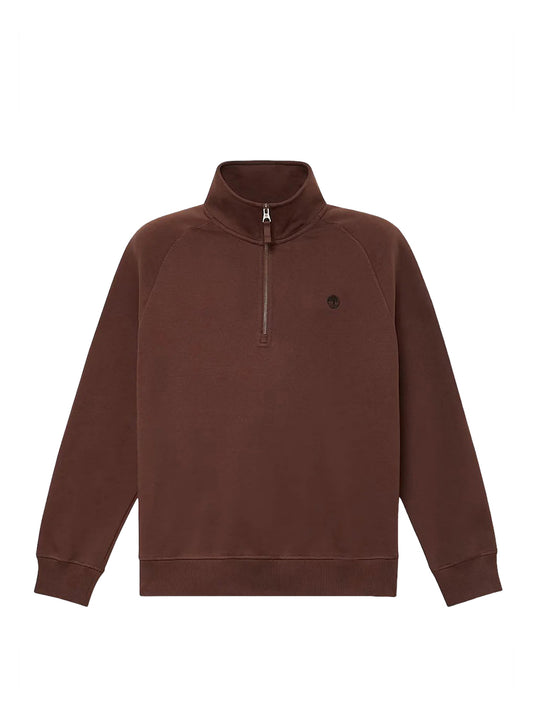 TIMBERLAND Felpa Tree Embroidered Logo 1/4 Zip Lb Timberland - Marrone Scuro Dark Brown