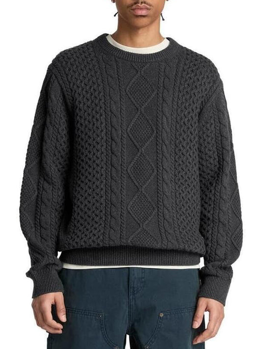 TIMBERLAND Maglione Timberland Girocollo in Maglia a Trecce Phillips Brook Coal Charcoal