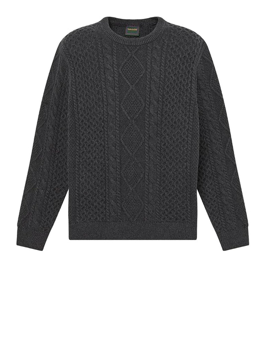 TIMBERLAND Maglione Timberland Girocollo in Maglia a Trecce Phillips Brook Coal Charcoal