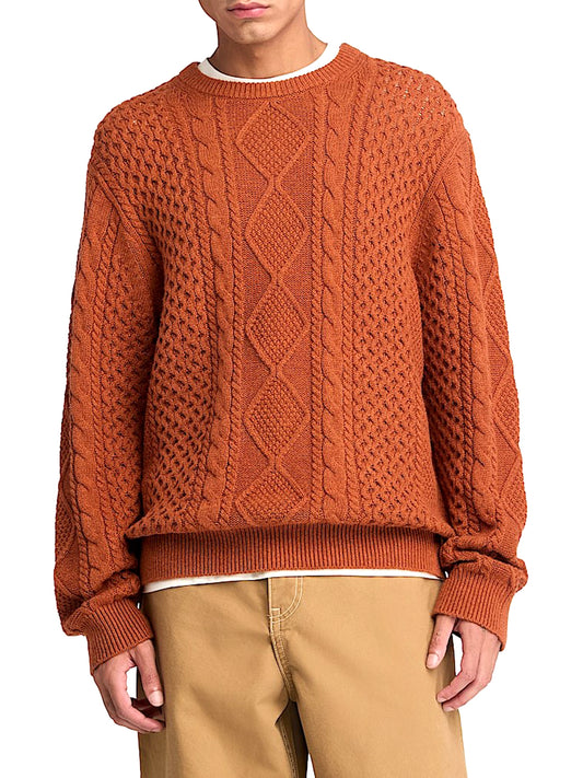 TIMBERLAND Maglione Timberland Girocollo in Maglia a Trecce Phillips Brook Marrone Medium Brown