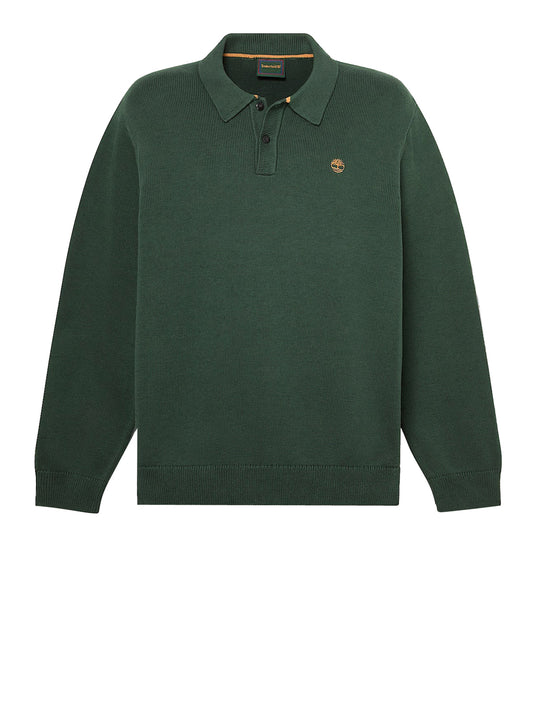 TIMBERLAND Maglione Timberland Stile Polo in Cotone Williams River Verde Dark green