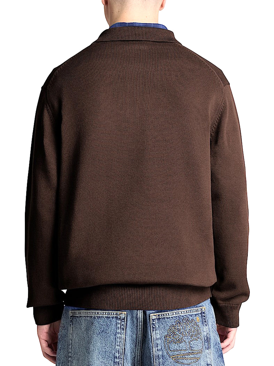 TIMBERLAND Maglione Timberland Stile Polo in Cotone Williams River Marrone Dark Brown