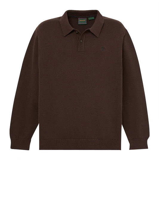 TIMBERLAND Maglione Timberland Stile Polo in Cotone Williams River Marrone Dark Brown