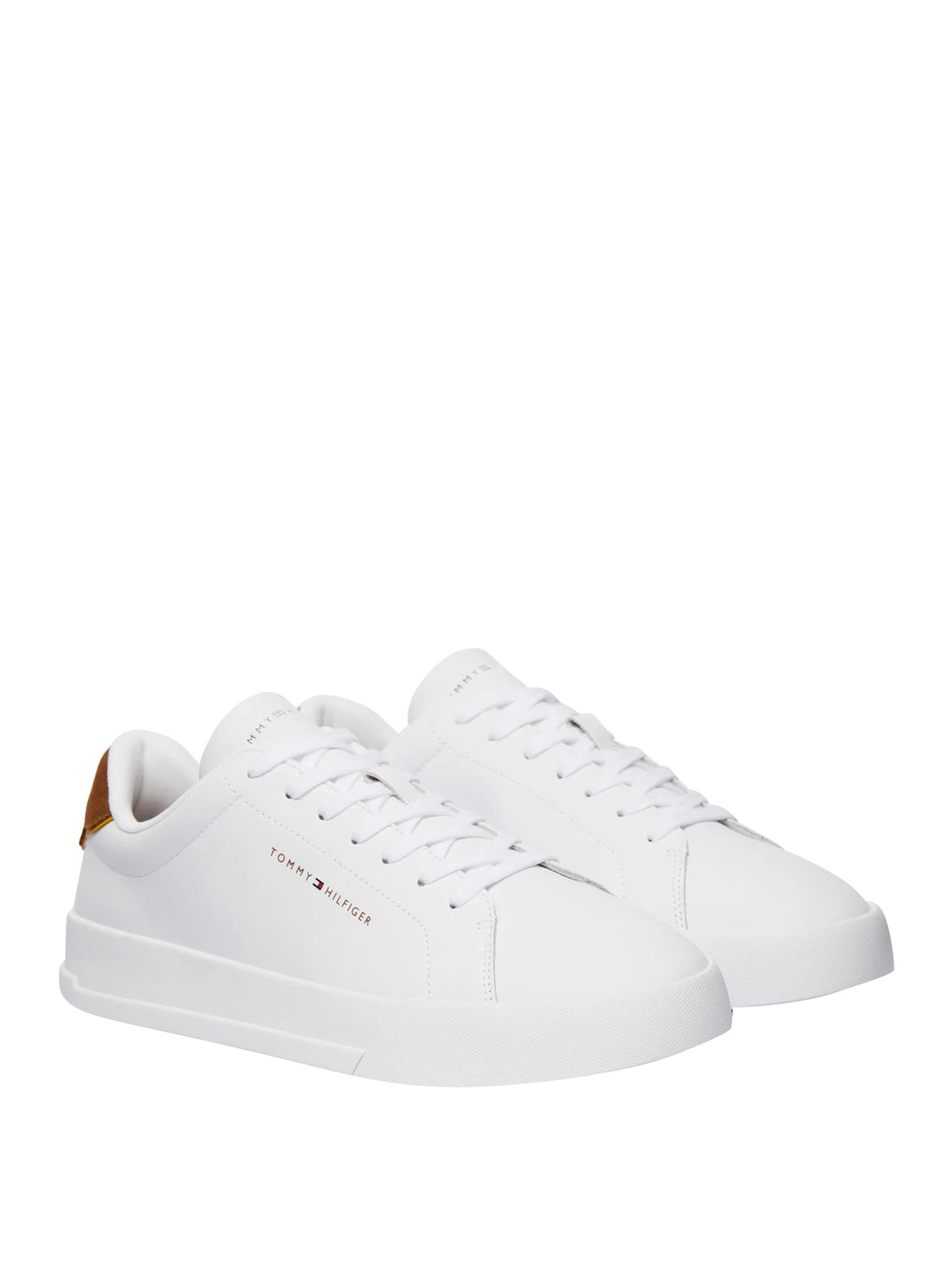 TOMMY HILFIGER 1USCITA Tommy Hilfiger Sneakers Th Court Lth Detail Ess - Bianco Cognac White/Coconut Groove