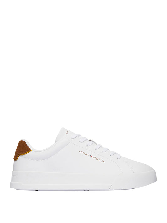 TOMMY HILFIGER 1USCITA Tommy Hilfiger Sneakers Th Court Lth Detail Ess - Bianco Cognac White/Coconut Groove