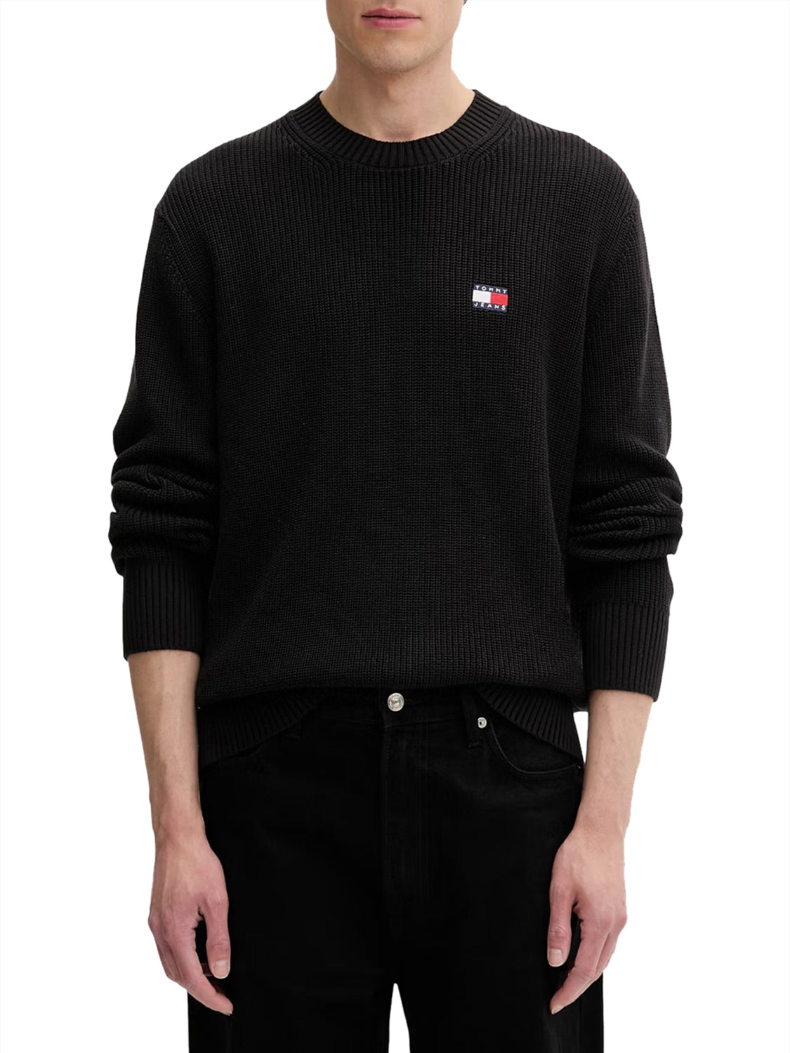 TOMMY JEANS 1USCITA Tommy Jeans Maglia Logo Ricamato Nero BLACK