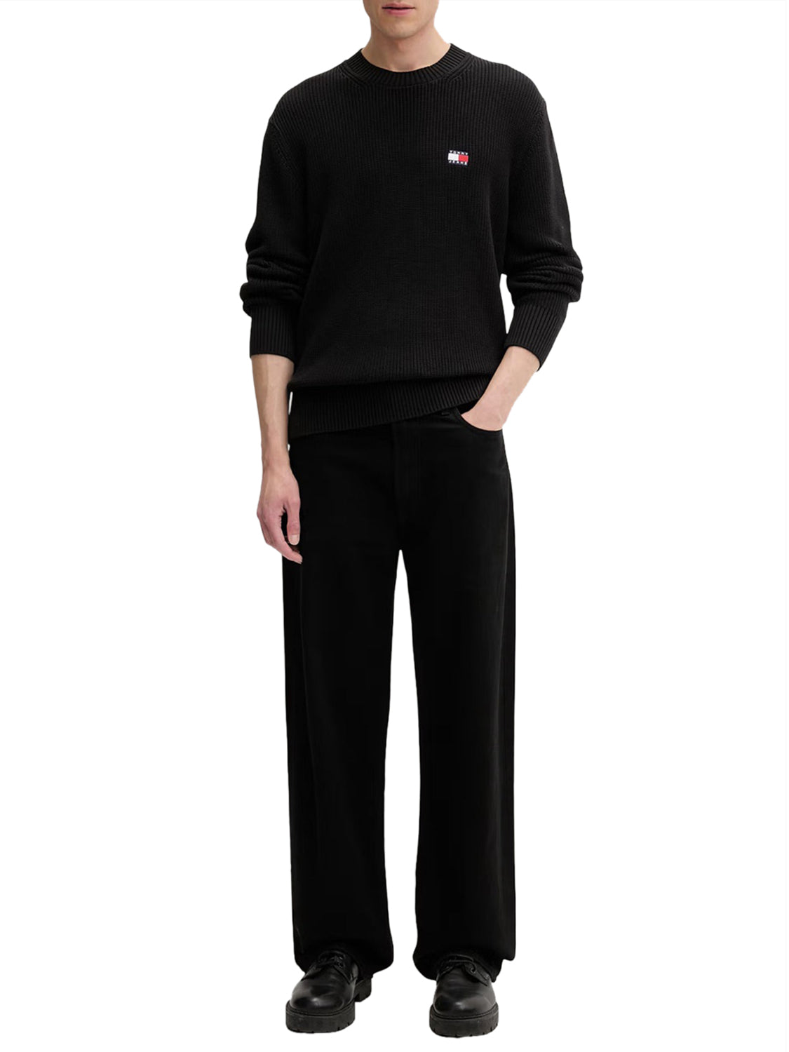 TOMMY JEANS 1USCITA Tommy Jeans Maglia Logo Ricamato Nero BLACK