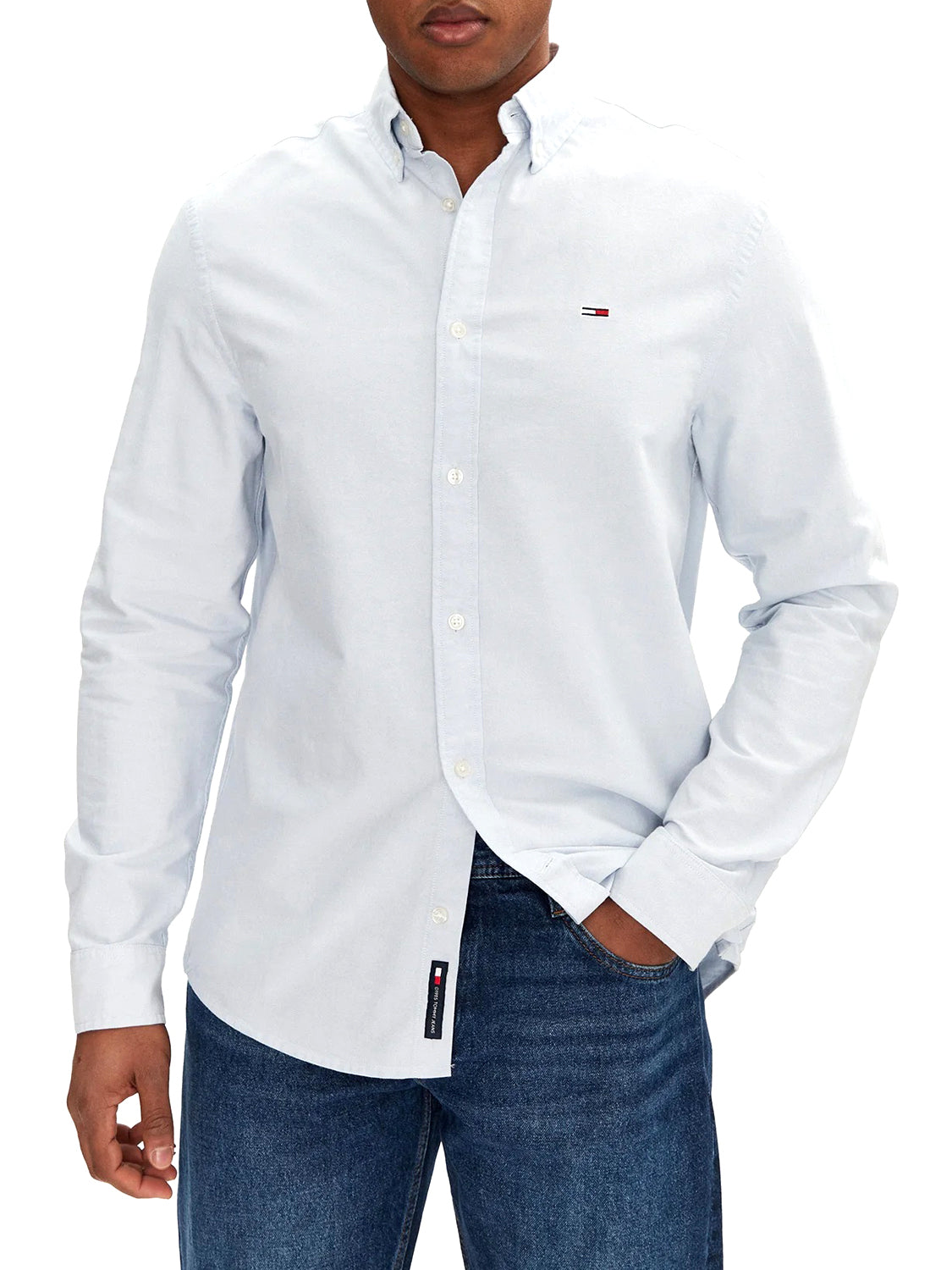 TOMMY JEANS 1USCITA Tommy Hilfiger Camicia Tinta Unita Celeste Sweet Blue