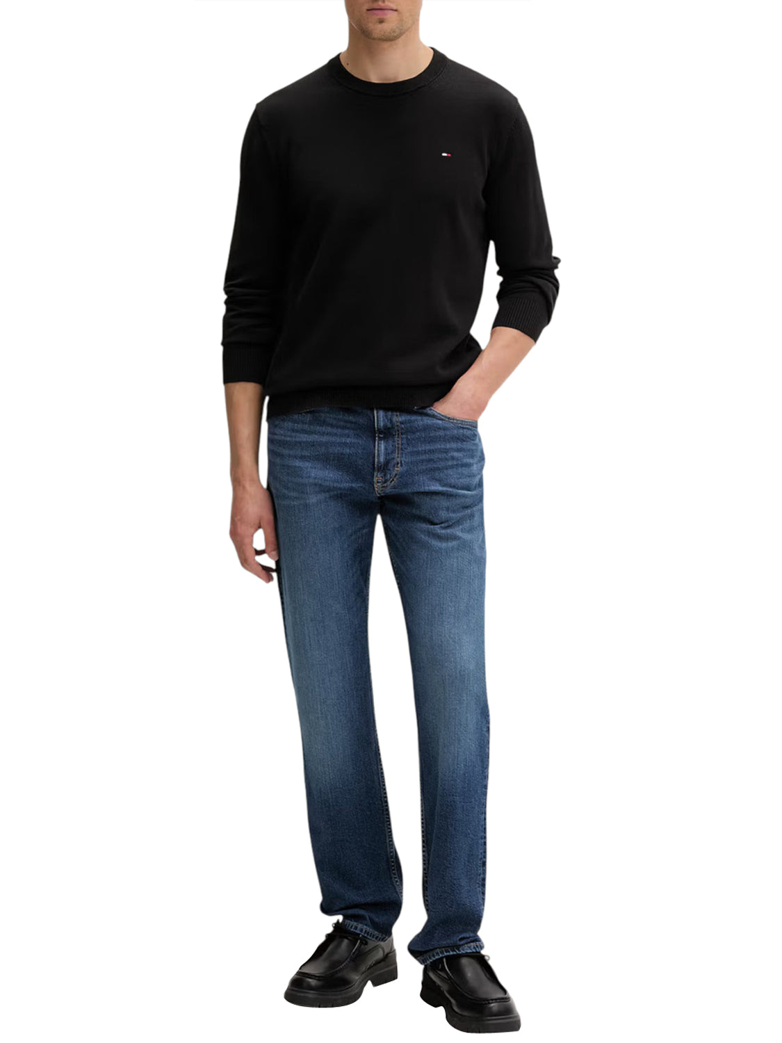 TOMMY JEANS 1USCITA Tommy Jeans Pullover Flag Slim Fit Leggero - Nero BLACK