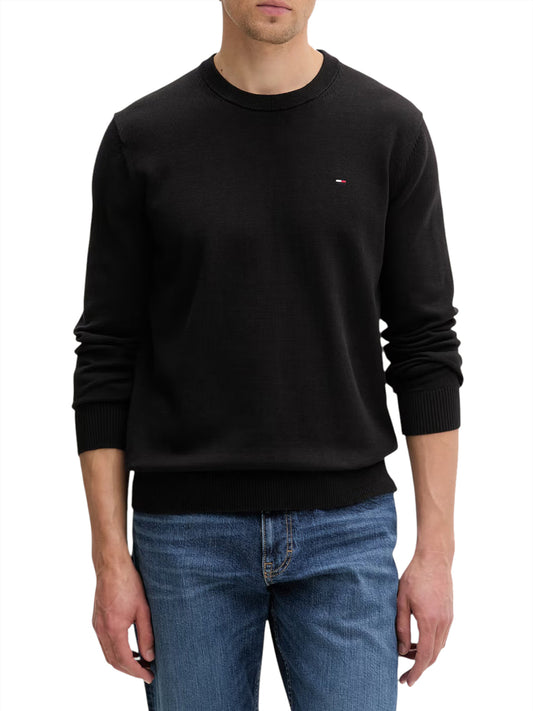 TOMMY JEANS 1USCITA Tommy Jeans Pullover Flag Slim Fit Leggero - Nero BLACK