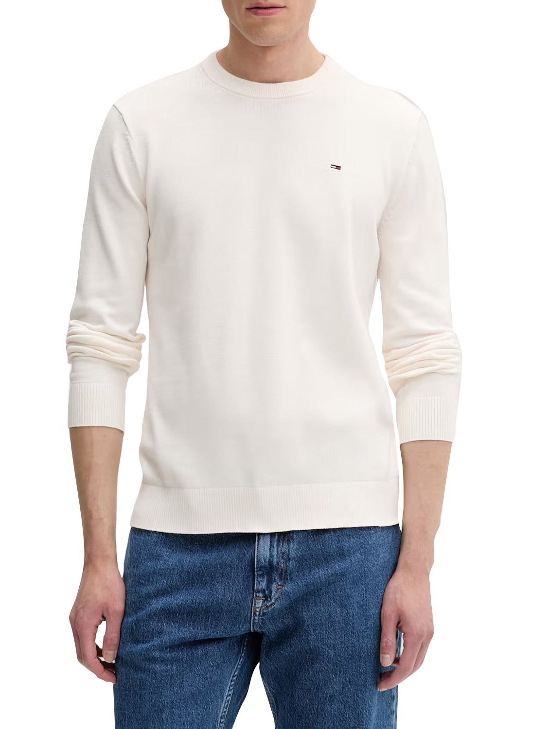 TOMMY JEANS 1USCITA Tommy Jeans Pullover Flag Slim Fit Leggero - Bianco Off White
