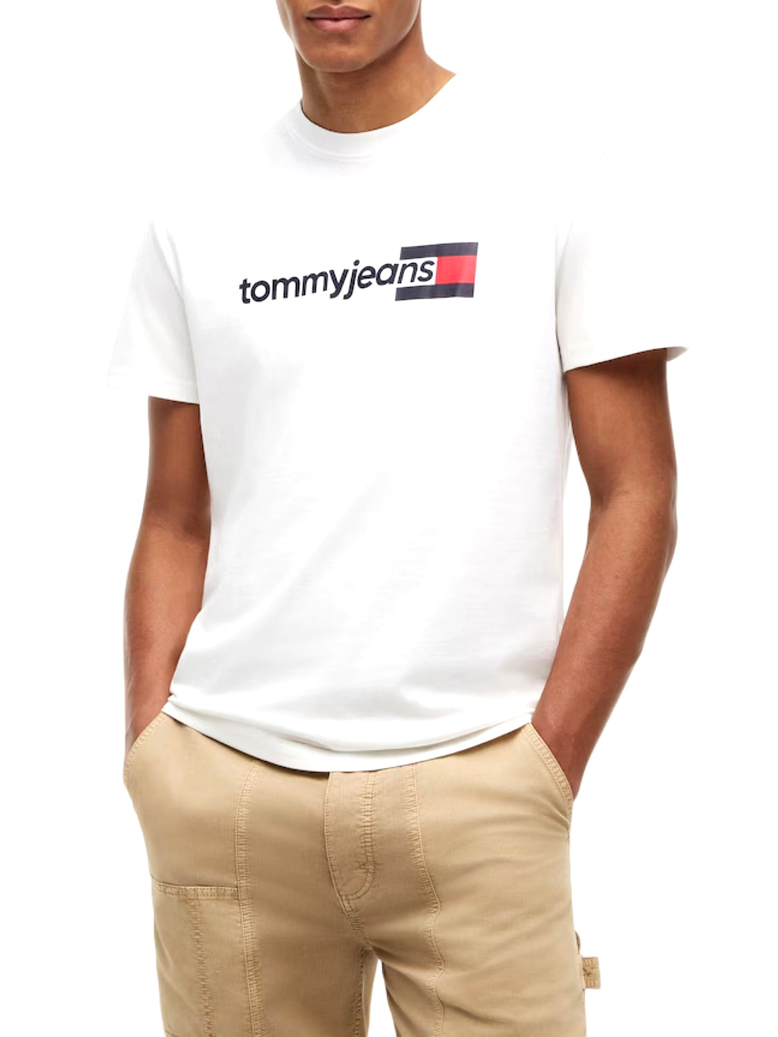 TOMMY JEANS 1USCITA Tommy Jeans T-Shirt Logo Frontale Bianco Ecru