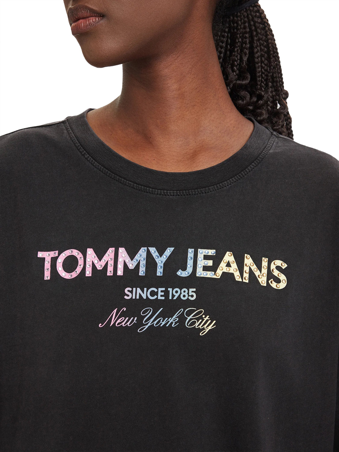 TOMMY JEANS 1USCITA Tommy Jeans T-Shirt Logo Frontale Nero BLACK